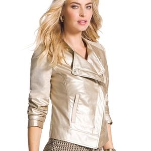 Chico's Faux-Leather Champagne Jacket Size 4 NWT